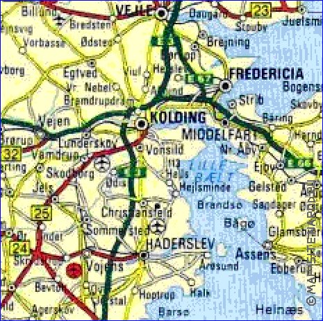 carte de des routes Danemark