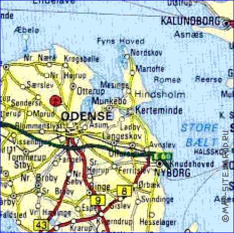 carte de des routes Danemark