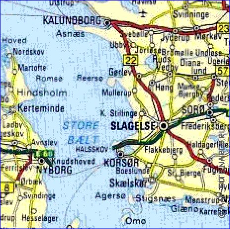 carte de des routes Danemark