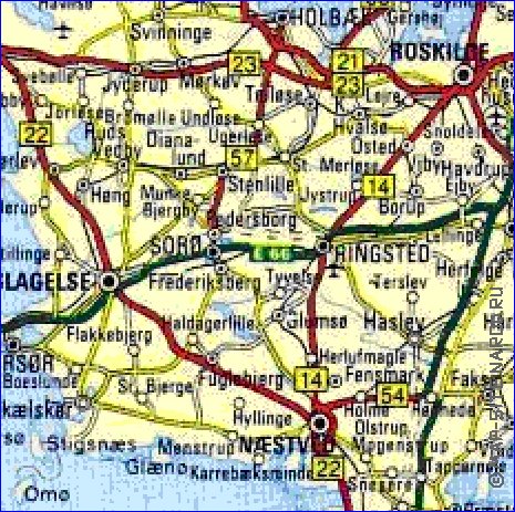 carte de des routes Danemark