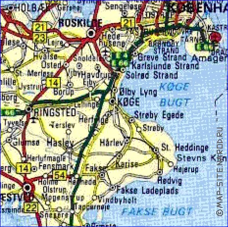 carte de des routes Danemark