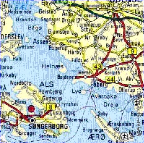 carte de des routes Danemark