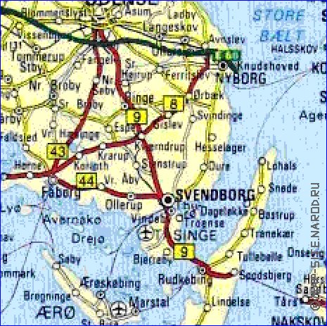 carte de des routes Danemark