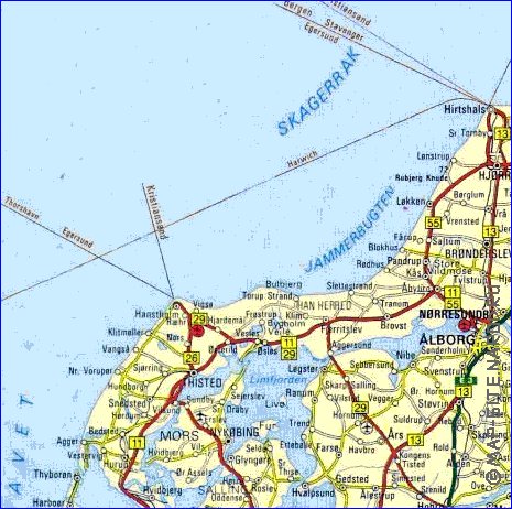 carte de des routes Danemark