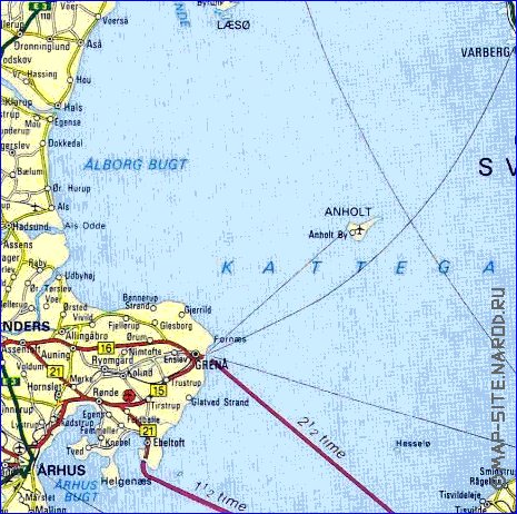 carte de des routes Danemark