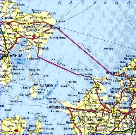 carte de des routes Danemark