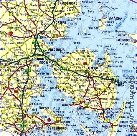 carte de des routes Danemark