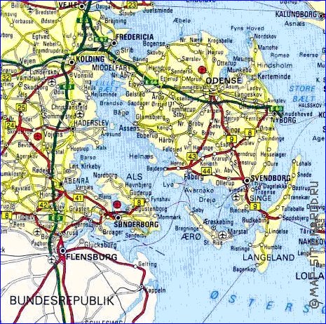 carte de des routes Danemark