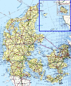 carte de des routes Danemark