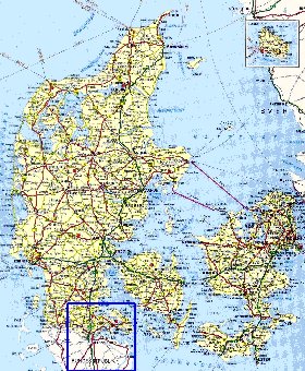 carte de des routes Danemark