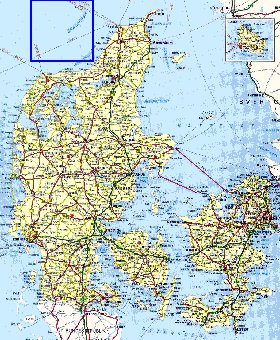 carte de des routes Danemark