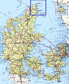 carte de des routes Danemark