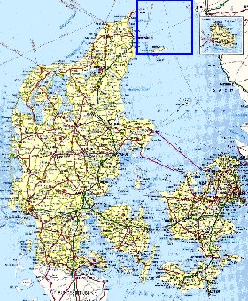 mapa de de estradas Dinamarca