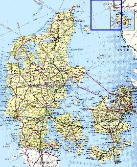 carte de des routes Danemark