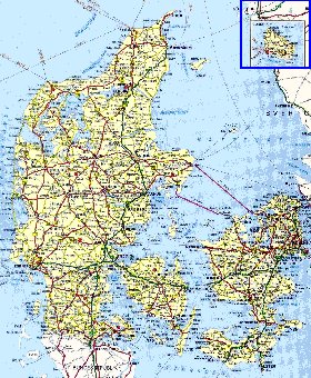 carte de des routes Danemark