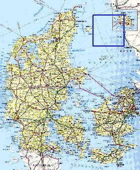 carte de des routes Danemark