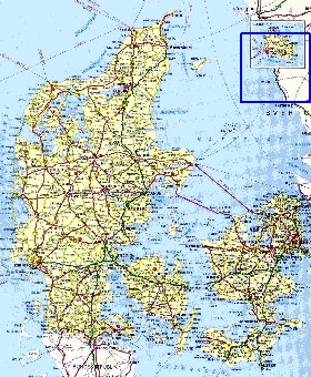 carte de des routes Danemark