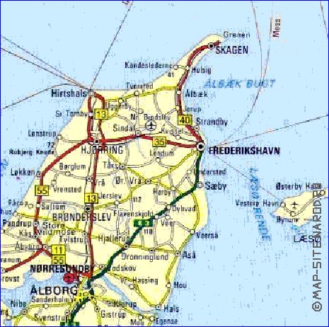 carte de des routes Danemark