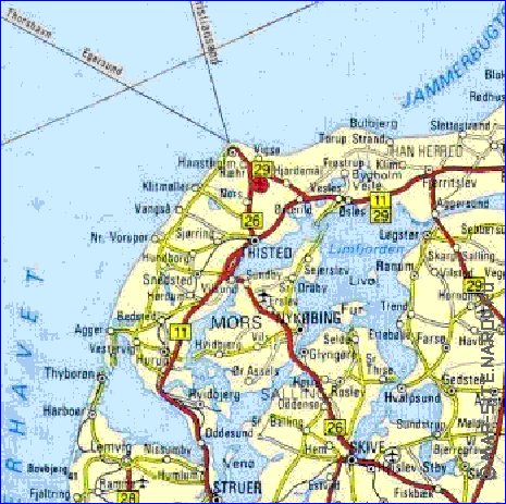 carte de des routes Danemark