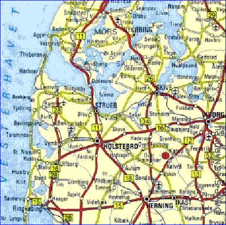 carte de des routes Danemark