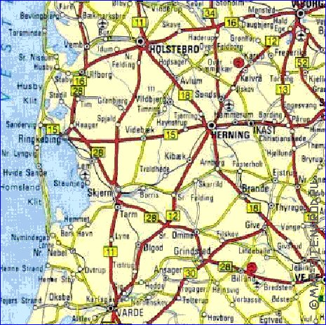 carte de des routes Danemark