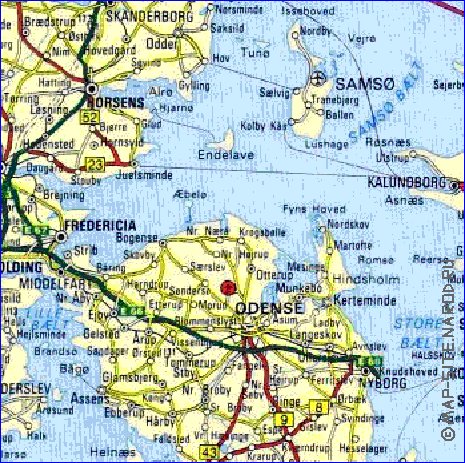 carte de des routes Danemark