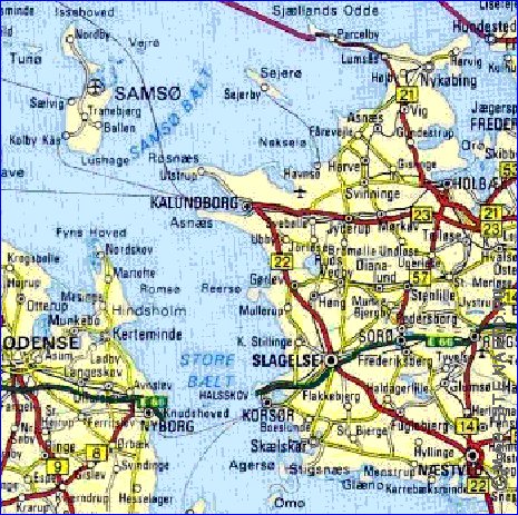 carte de des routes Danemark