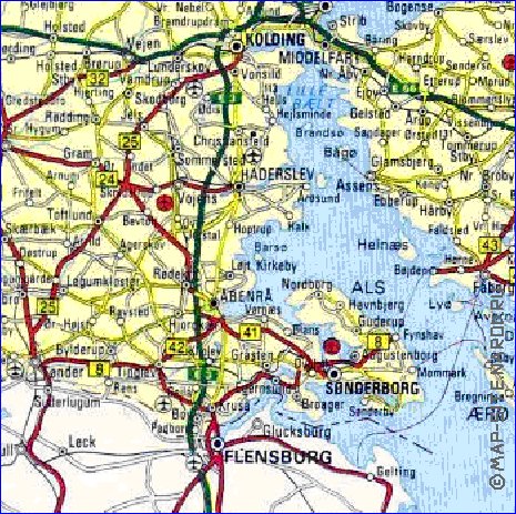 carte de des routes Danemark