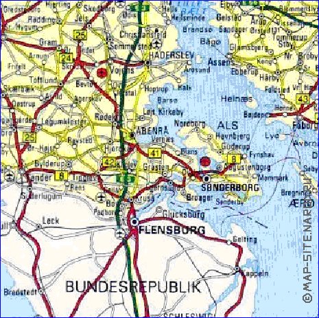 carte de des routes Danemark