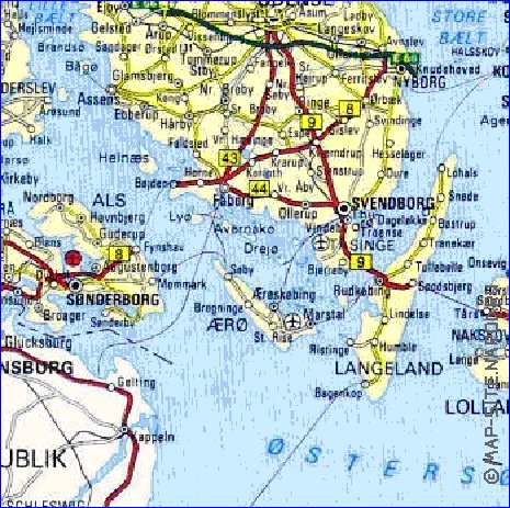 carte de des routes Danemark