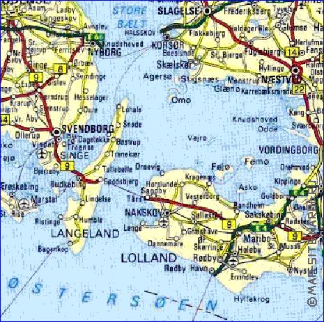 carte de des routes Danemark