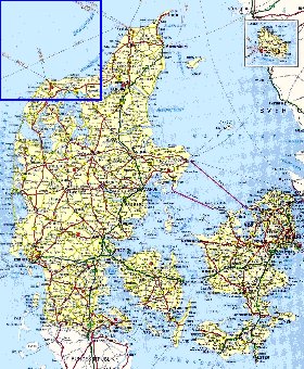 carte de des routes Danemark