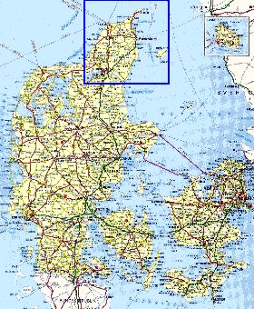 carte de des routes Danemark