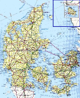 carte de des routes Danemark