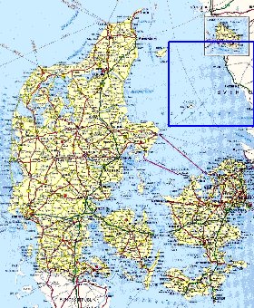 carte de des routes Danemark