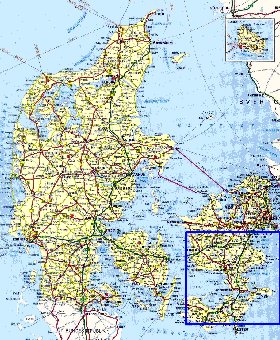 carte de des routes Danemark