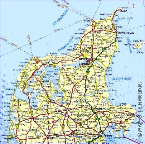 carte de des routes Danemark