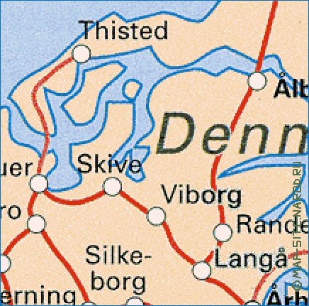 mapa de Dinamarca em ingles