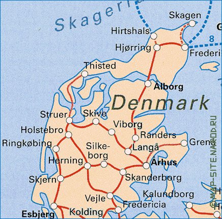 carte de Danemark en anglais