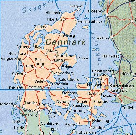 carte de Danemark en anglais