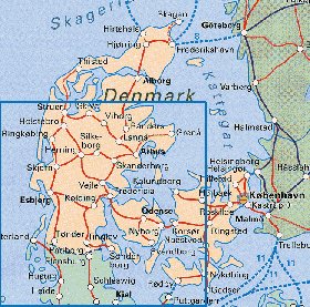 mapa de Dinamarca em ingles