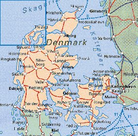 carte de Danemark en anglais