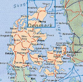 carte de Danemark en anglais