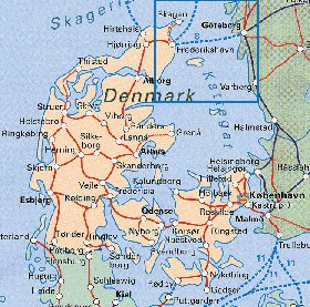 carte de Danemark en anglais