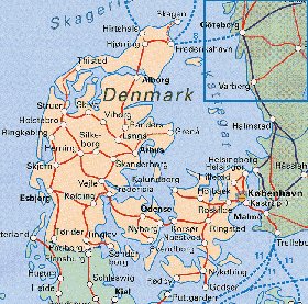 carte de Danemark en anglais