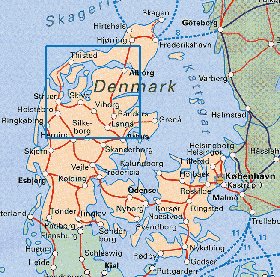 mapa de Dinamarca em ingles