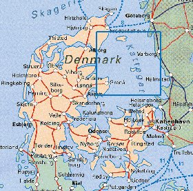 carte de Danemark en anglais