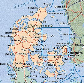 carte de Danemark en anglais