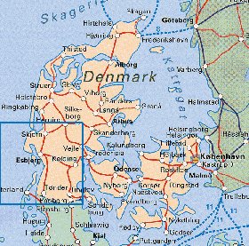 carte de Danemark en anglais