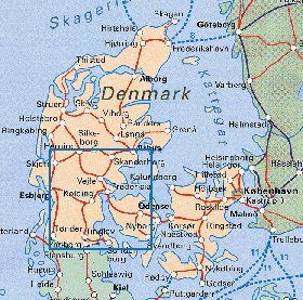 carte de Danemark en anglais